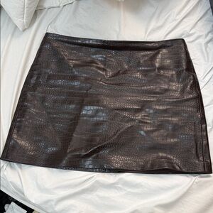 H&M Dark Brown Faux Croc Mini Skirt